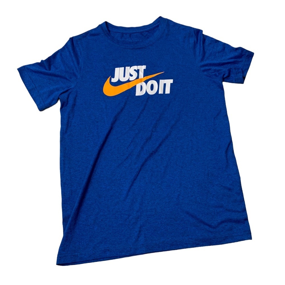 Nike | Dry Fit Tee Athletic Sports Workout Boys Size Large Swoosh Wear Blue